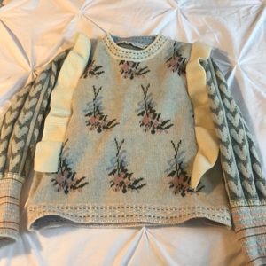 Floral fringe sweater